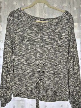 Dex Cotton Lace-Up Sweater Size Medium Like New